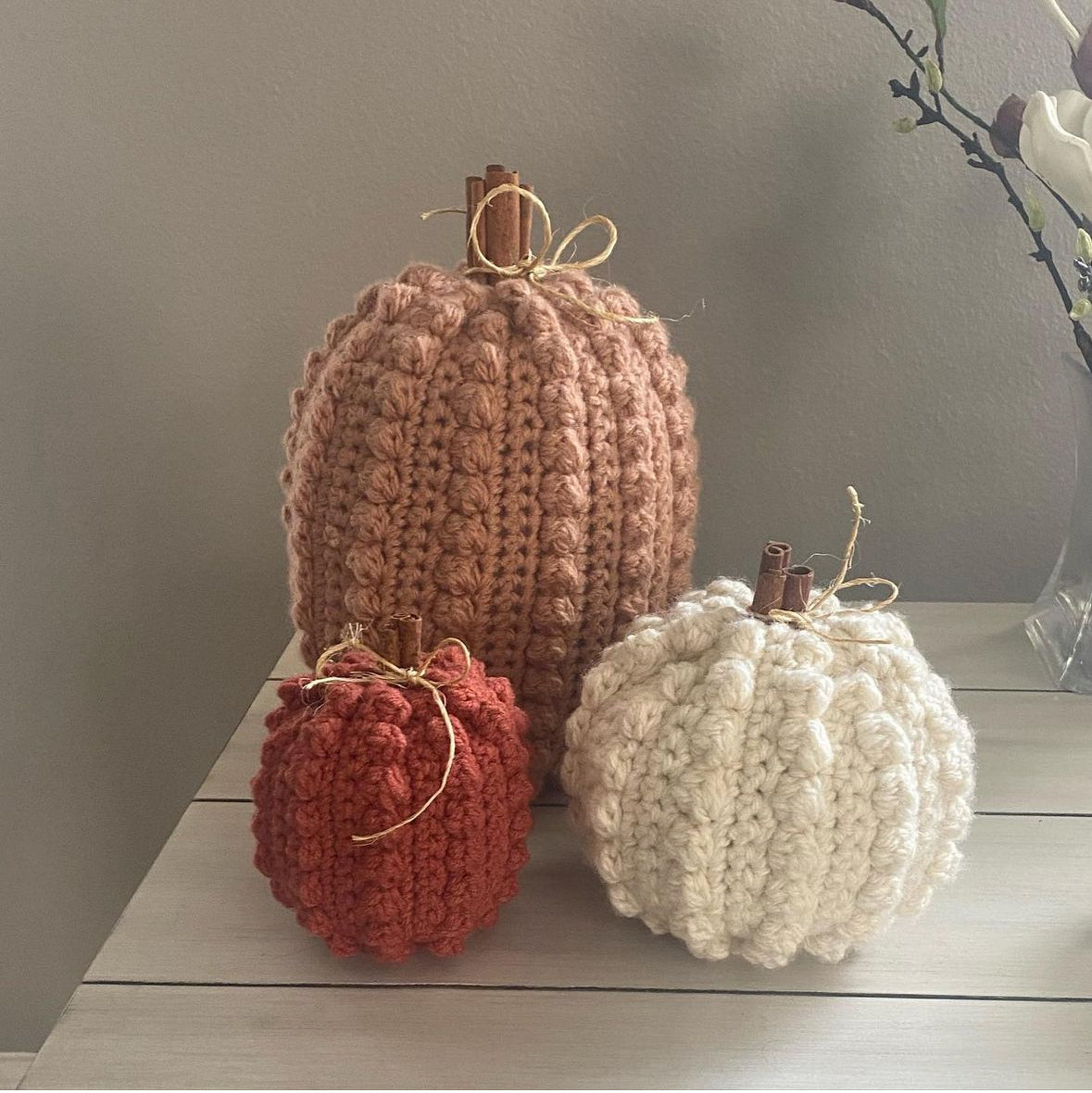 Bobble Stitch Pumpkin - Oblong